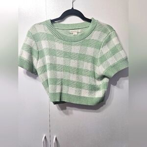 Aeropostale womens white and green plaid top size XL